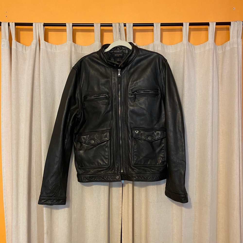 True Religion Men’s Leather Racer Jacket